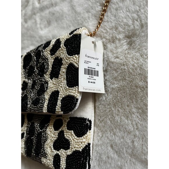 NWT  Francesca Women’s Leopard Print Full Front Beaded Clutch Crossbody Purse - Picture 4 of 9